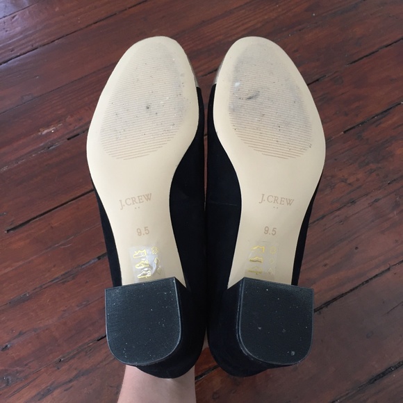 J.Crew black suede gold cap-toe block heels. 9.5 - Picture 6 of 6